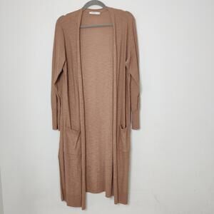 Rickis Brown Long Open Front Pocket Duster Cardigan Size XL